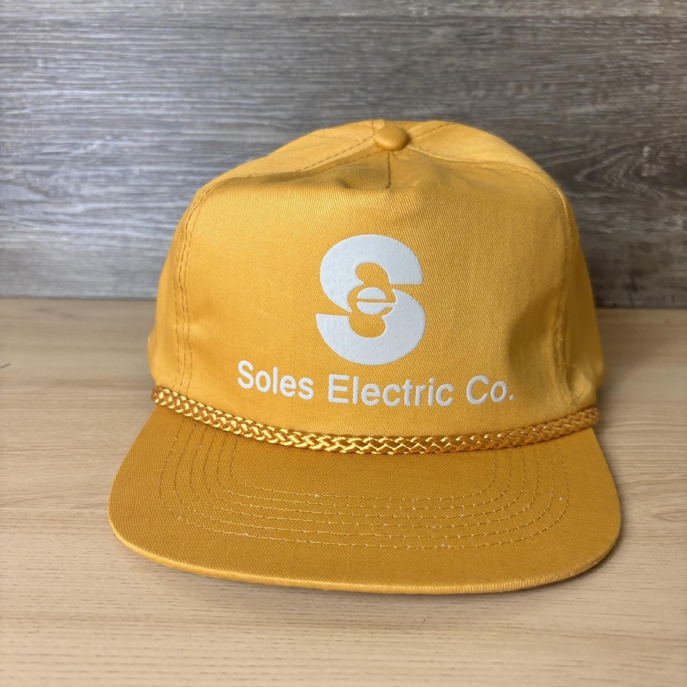 Vintage Soles Electric Co Hat Cap Snap Back Yellow Gold Trucker Mens